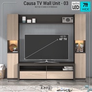 Tomato Home Causa 03 - 7ft Length Kabinet Tv - Tv Wall Unit Up to 65inchi Tv - Display cabinet with Glass and LedLight