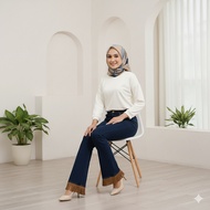 【Woman Jeans】 High-waisted flare jeans women Super stretchable skinny fit jeans for woman - HAKULA S