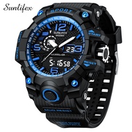 Sunlifex Jam Tangan Pria Digital Olahraga Kasual Tali Silikon Original Jam Tangan Cowok