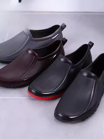 Men's Rain Boots Short Tube Anti-slip Waterproof Kitchen Shoes Work Shoes Fishing Shoes Construction