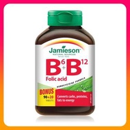Jamieson - 維他命 B6+B12+ 葉酸 (三重功效配方) 90+20 粒 懷孕備孕胎兒發展 平行進口 (參考效期:11/2025*)