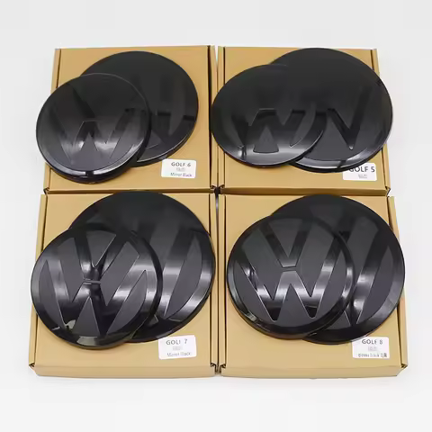 2Pcs Flat Mirror Emblem Front Rear Covers For Volks Golf MK5 MK7.5 MK8 MK6 MK7 Radar Compatible Smoo