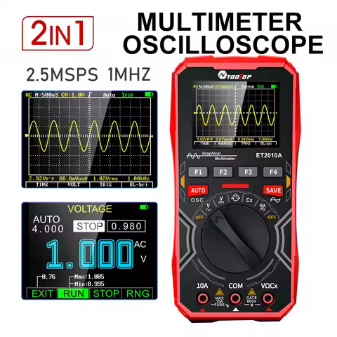TOOLTOP ET2010A 2.5MSps 1MHz Digital Oscilloscope Multimeter 2 in 1 Laboratory Oscilloscope Electric