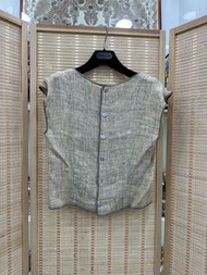 👚Chanel Sleeveless Linen Short T-Shirt Size 38 香奈兒 無袖短款棉麻T恤38碼