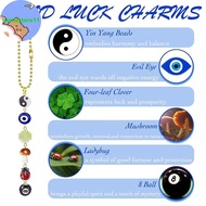 Homestore Evil Eye Car Hanging Ornament Good Luy Days Car Charm 8 Ball Mushroom Four-Leaf Clover Pen