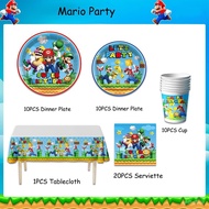 New Mario Theme Party Decoration Layout Props Disposable Paper Tray Tissue Tablecloth Tableware Set