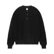 Henley Knit Black by Money Alter - Full Cotton Knitwear with Buttons