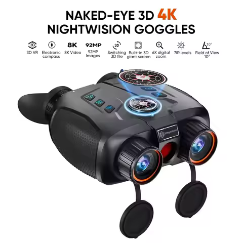 1000M 4K UHD Infrared Night Vision Binoculars Naked Eye 3D VR Digital Tactical Telescope Camera for 