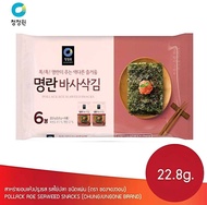 สาหร่ายเกาหลี สาหร่ายอบแห้งปรุงรส รสไข่ปลา ชนิดแผ่น3.8gx6ห่อ chungjungone pollack roe seaweed snacks 3.8gx6ea청정원 명란 바사삭김