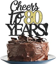 Klionjor Happy 80th Birthday Cake Topper Cheers to 80 Years Birthday Cake Pick 80 Fabulous Cake Deco