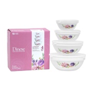 Felli Dinexe Kaca Opal Mangkuk Berpenutup Set (4 Pcs) - La' Rossa (Felli Dinexe Opal Glass Bowl With