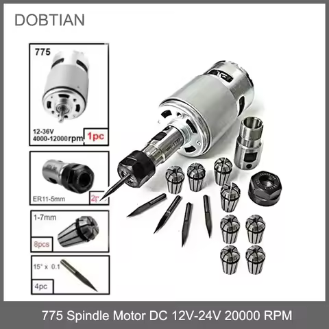 775 Spindle Motor DC 12V-24V 20000 RPM Mini Electric Motor Ball Bearing Large Torque High Power Spin