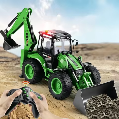 Huina 1579 RC Excavator 1:14 9CH Remote Control Backhoe Loader Truck Engineering Vehicle Constructio