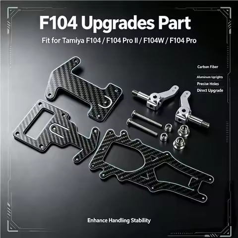 F104 Upgrade Part Option Aluminum Upright Carbon T-Bar Upper Deck for Tamiya F104 Pro II/ F104W/ F10