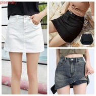 PLANED High Waist a-line Skirt, Includes Shorts Pants Two Pocket Denim Shorts Skirt Women, Wide Leg 