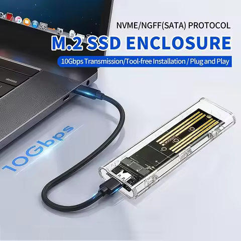 M.2 NVME SATA Mobile Hard Disk Case Clear USB Type C 10Gbps External Enclosure For Laptop Hard Disk 