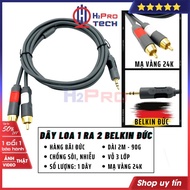 Dây Loa 1 Ra 2 Dây 1 Đầu 3.5 Ra 2 Đầu Av Belkin Đức Chuyển Audio 3.5 Ra 2 Av Hoa Sen Cao Cấp Dài 2m-