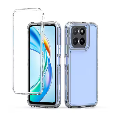 3 in1 Rugged Armor Shockproof Phone Case For Honor X5B Plus 6.56 inches Hard Plastic TPU Frame Trans