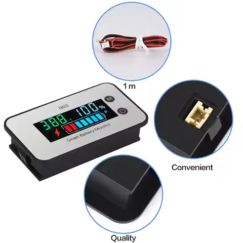 Color IPX7 Waterproof Lithium Lead-acid LiFePO4 Battery Capacity Voltage Temperature Meter Tester In