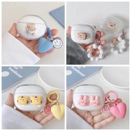 For Jabra Elite 4 Case Cute Bear/Cartoon Animal Keychain cover Silicone Transparent Earphone Cover f