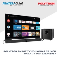 CASH BACK 40% ANDROID TV LED POLYTRON + SOUNDBAR PLD32BAG9858 SMART TV POLYTRON 32 INCH