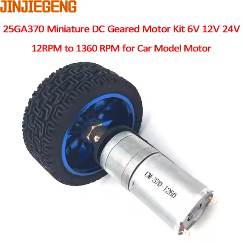 25GA-370 DC 6V 12V 24V Encoder Motor Gear 4mm Shaft With Mounting Bracket Coupling 65mm Wheel 12-193