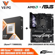 ASUS ROG CROSSHAIR X870E HERO WIFI AM5 ATX Motherboard + AMD Ryzen™ 7 9800X3D TRAY Desktop Processor