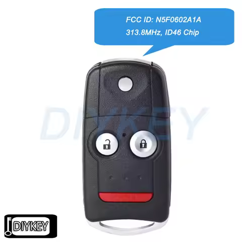 FCC ID: N5F0602A1A Flip Remote Car Key Fob 3 Buttons 313.8MHz ID46 Chip for Acura MDX RDX 2007 2008 