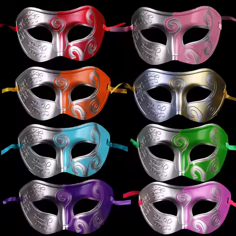 Men Male Jazz Roman Gladiator Masquerade Mask Club Costume Party Fancy Banquet Two-Color Half Face M