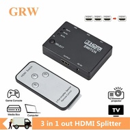 GRWIBEOU HDMI Switcher 3 In 1 Out 3 Ports HDMI Splitter Hub Switch Box 1080P HD 1.4 With For HDTV XBOX360 DVD Projector