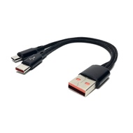 5A Fast Charging USB 2.0 Two-Way Cable Double Braid 20cm, USB 2.0 A Male to USB Type C Male & Micro 