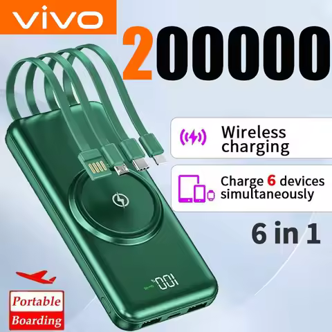 VIVO 200000mAh Power Bank Wireless Charging Power Bank Portable Mobile Power Digital Display 4 Wire 