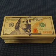 Free Shipping 20~100pcs USD 100 Dollars 24k Gold Foil 100 Dollars Gold Banknotes Fake Bills Paper Mo