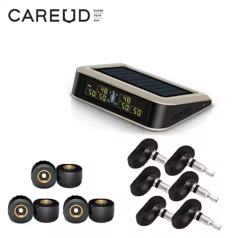 CAREUD Solar Bus RV Truck TPMS Wireless Tire Pressure Monitoring System With 6 External/Internal Sen