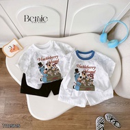 Set of short-sleeved beach outings for boys with Houd blouse and khaki shorts from 9 to 28kg BERNIE 