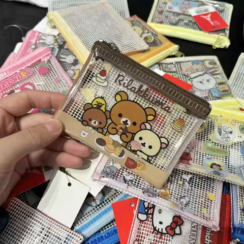 4Pcs Japanese Anime Rilakkuma Pvc Transparent A5 B6 Document Bag Pencil Case Id Card Storage Card Ba