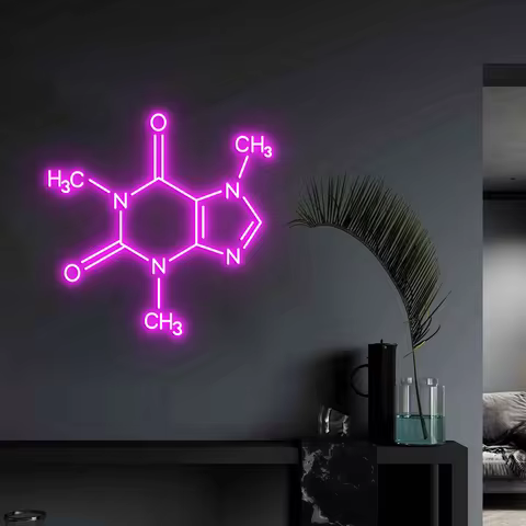 Caffeine Neon Sign Caffeine Molecule Neon Sign Chemical Neon Sign Home Bedroom Decor Laboratory Wall