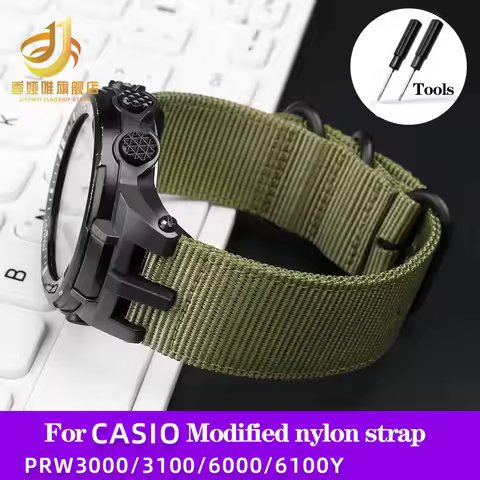 Nylon Modified Watchband For Casio PRW-3000 PRW3000/3100/6000/6100Y PROTREK Waterproof Outdoor Sport