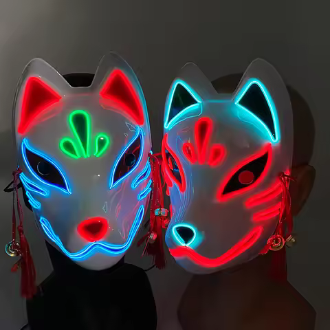 LED Fox Mask Cool LED Mask Masquerade Ball Neon party Photograph Props Cute Cosplay Fox Mask Mascara