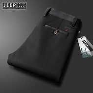 JEEP SPIRIT 1941 ESTD Mens Business Casual Pants Mens Loose Cotton Pants Straight Leg Pants
