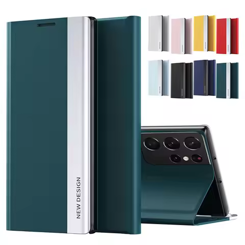 Sumsung S 23 Ultra Case 6D Plating Leather Flip hoesjes Stand Cover For Samsung Galaxy S23 Ultra Plu