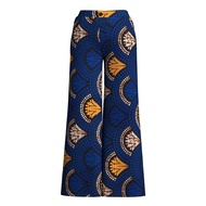Ladies Africa Ankara Print High Waist Wide Leg Flared Casual Trousers