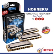 Hohner® Blues Harp 532/20 CGA Pro-Pack 3 #M5330XP Key C G A FREE! Hard Case & Online Course *** Made