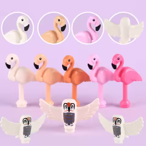 MOC Zoo Animal Figures Building Blocks Bird Flamingo Owl Eagle Wing City Series View Farm Bricks Boy