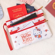 Sanrio ID bag, Kellokity zipper compartment, passport storage bag, flight ticket document pencil cas