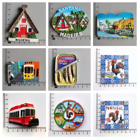 Portugal Souvenir Fridge Magnet Madeira Cascais Lisboa Tram Sardine Rooster Tile Travel Magnets pega