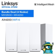 [Bundle Deal - 4 Nodes] Linksys Velop AX4200 Tri-Band WiFi 6 Mesh System (MX12600, 3 Pack + MX4200, 1 Pack), Tri-Band AX Router, HomeKit-Enabled Wi-Fi Router