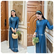 Silk Ao Dai with High Quality Beaded Design, Round Neck – Luxurious & Exquisite-dg33