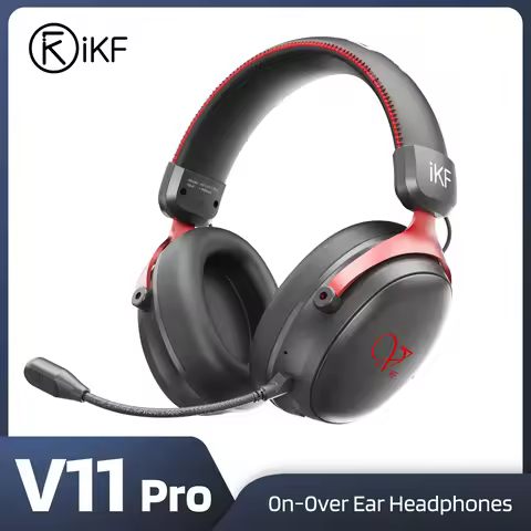 iKF V11 Pro Wireless Over-Ear Gaming Headset 2.4G Headphones 7.1 Surround 125H Playtime 12ms Low Lat