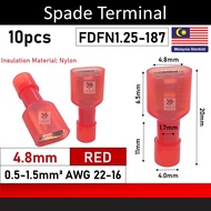 [10PCS] FDFN 1.25-187 MDFN 1.25-187 4.8mm Spade Terminal Wire Crimp Pressed Terminals Cable